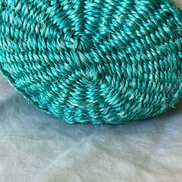 NWOT Little Woven Long Tote From Kenya Pretty Teal - Picture 6 of 8